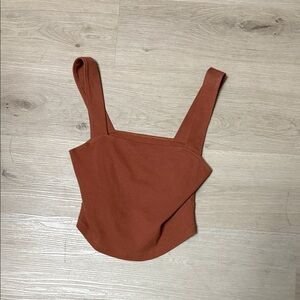 Abercrombie & Fitch Square Neck Soft A&D Ribbed Terracotta Tank Top